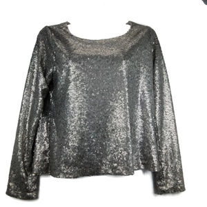 PRESS Silver Sequin Cut-out Back Top